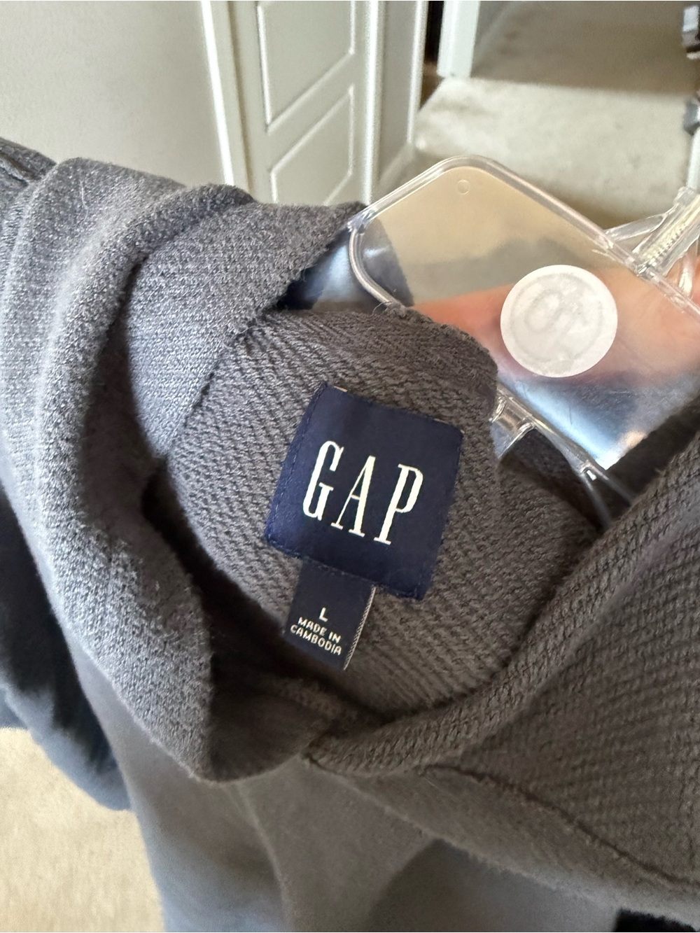 Gap Men's Gray Textured Hoodie Pullover Sweatshirt - Picture 10 of 12
